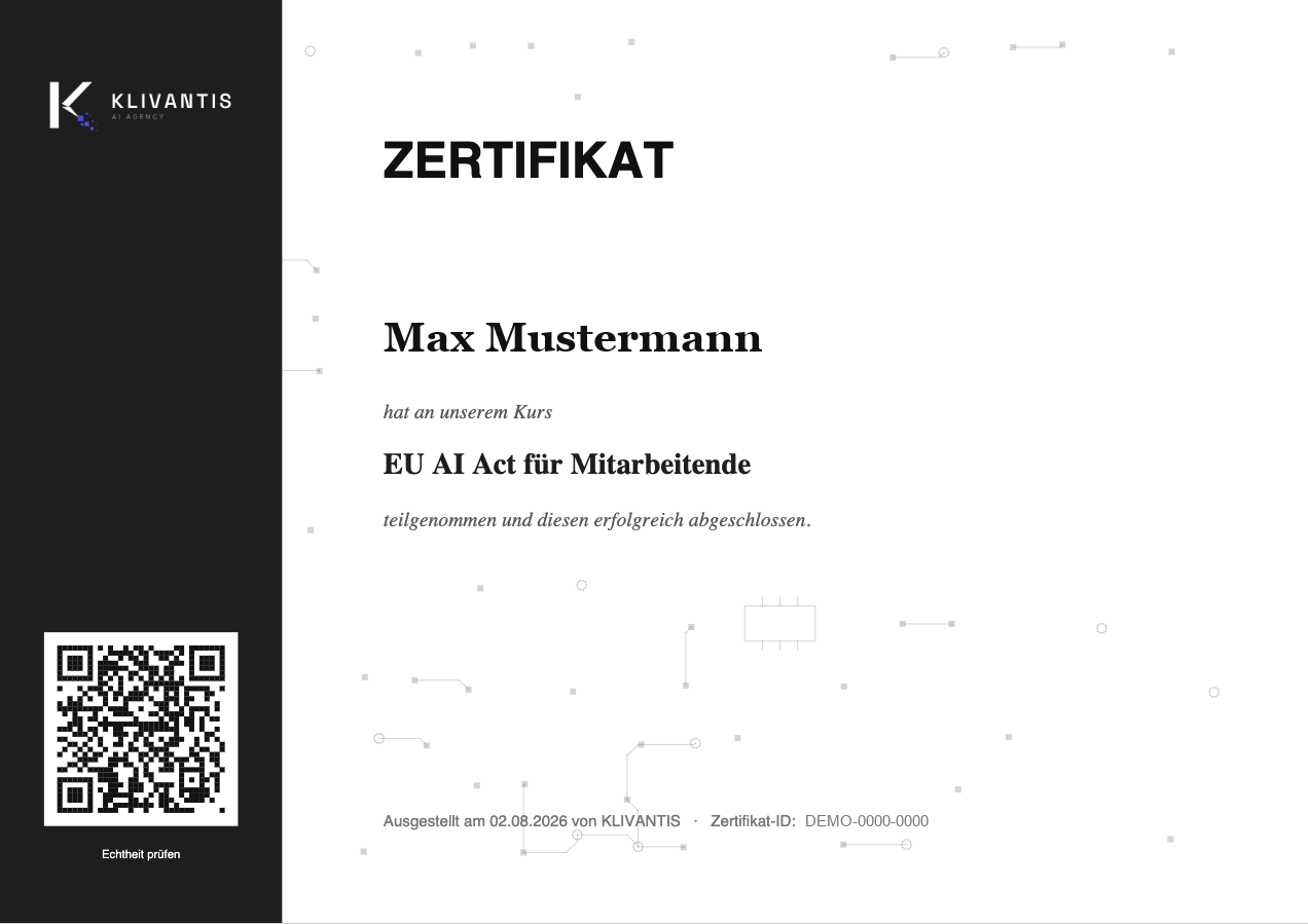 Zertifikat der Team-Training-App mit QR-Verifizierung (Demo-Daten)